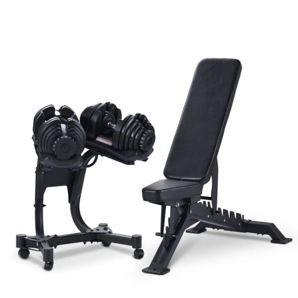 HF™ Justerbare Håndvægte 2 × 40 kg – Frontjustering inkl. Stativ & Bænk