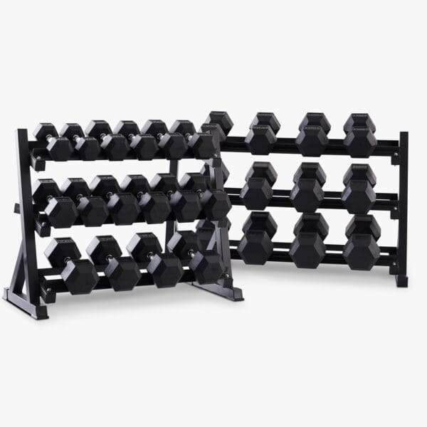 Hex håndvægte (sæt, 7,5-40 kg inkl. stativ)