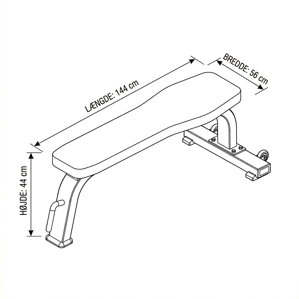 Flad træningsbænk (kommerciel kvalitet)